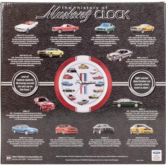 Ford Mustang History Sound Wall Clock 13 Inch Black 60's - Present Collector RED - Picture 5 of 7